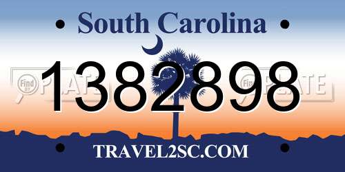 1382898 South Carolina License Plate