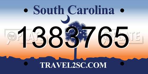 1383765 South Carolina License Plate