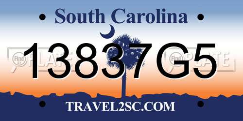 13837G5 South Carolina License Plate