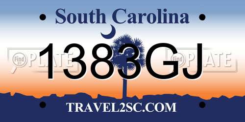 1383GJ South Carolina License Plate