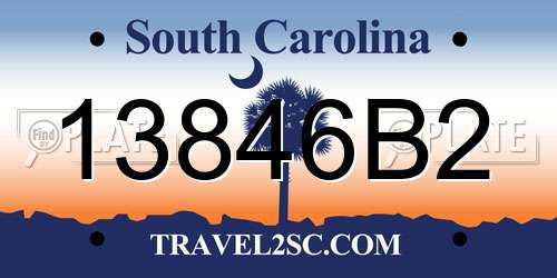 13846B2 South Carolina License Plate