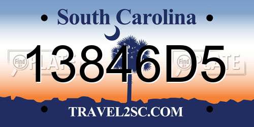 13846D5 South Carolina License Plate