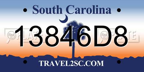 13846D8 South Carolina License Plate