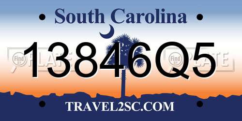 13846Q5 South Carolina License Plate