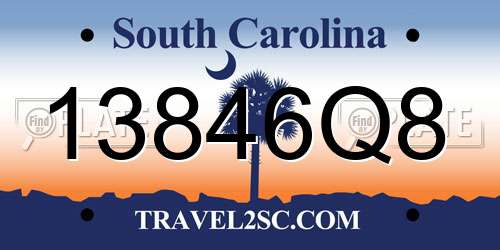 13846Q8 South Carolina License Plate