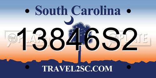 13846S2 South Carolina License Plate