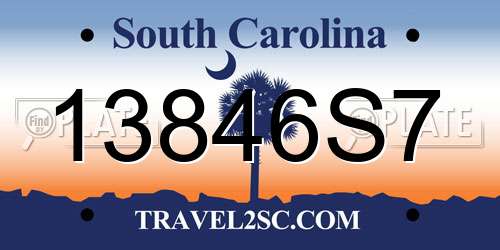 13846S7 South Carolina License Plate