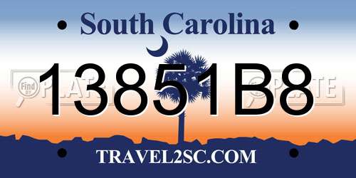 13851B8 South Carolina License Plate