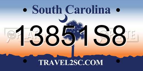 13851S8 South Carolina License Plate