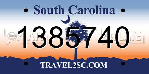 1385740 South Carolina License Plate