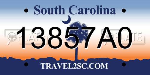 13857A0 South Carolina License Plate