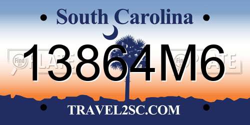 13864M6 South Carolina License Plate