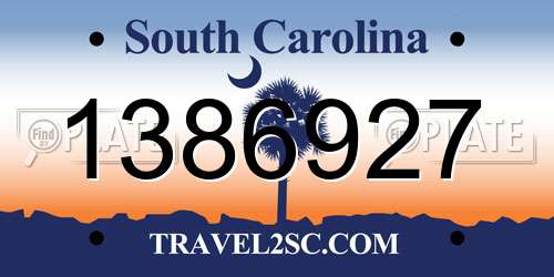 1386927 South Carolina License Plate