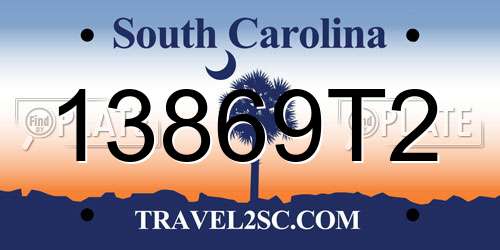 13869T2 South Carolina License Plate