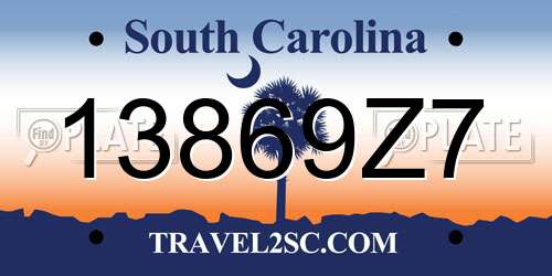 13869Z7 South Carolina License Plate