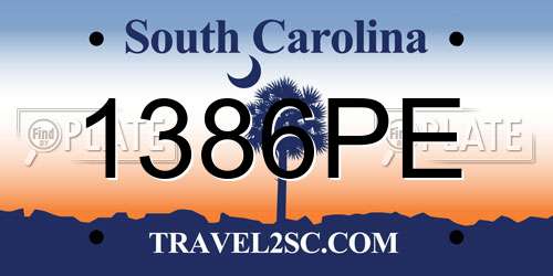 1386PE South Carolina License Plate