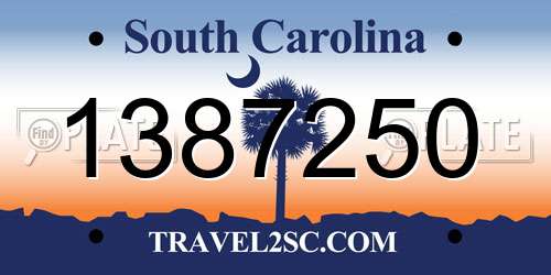 1387250 South Carolina License Plate