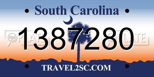 1387280 South Carolina License Plate