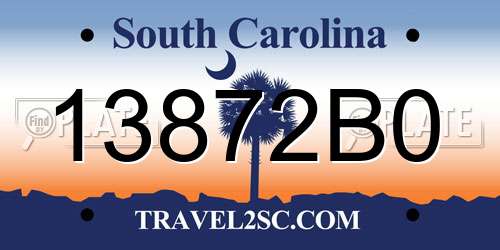 13872B0 South Carolina License Plate