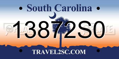 13872S0 South Carolina License Plate