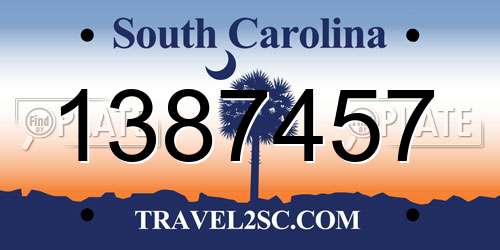 1387457 South Carolina License Plate