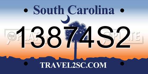 13874S2 South Carolina License Plate