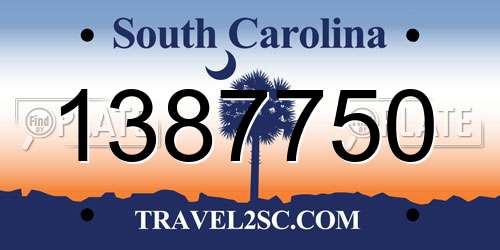 1387750 South Carolina License Plate