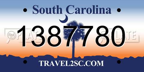 1387780 South Carolina License Plate