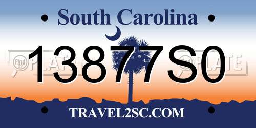 13877S0 South Carolina License Plate