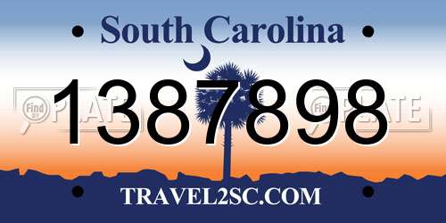 1387898 South Carolina License Plate