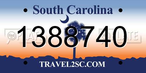 1388740 South Carolina License Plate