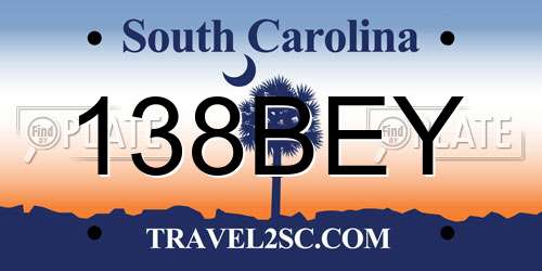 138BEY South Carolina License Plate