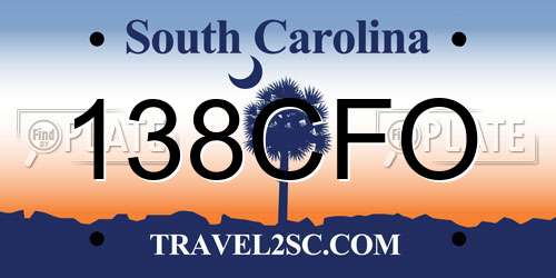138CFO South Carolina License Plate
