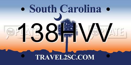138HVV South Carolina License Plate