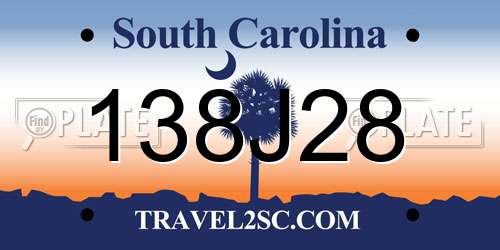 138J28 South Carolina License Plate