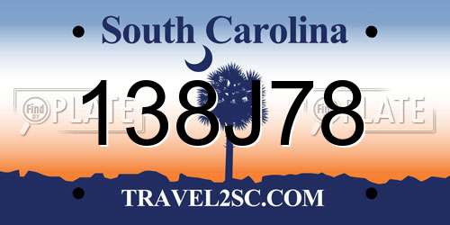 138J78 South Carolina License Plate