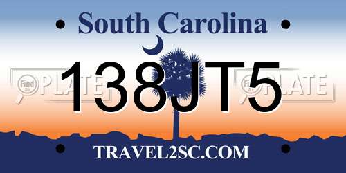 138JT5 South Carolina License Plate