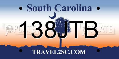 138JTB South Carolina License Plate