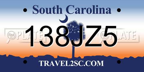 138JZ5 South Carolina License Plate