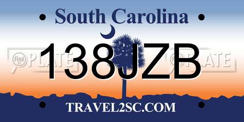 138JZB South Carolina License Plate