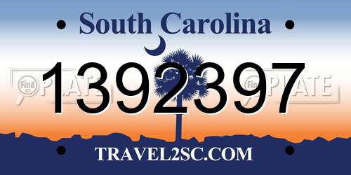1392397 South Carolina License Plate
