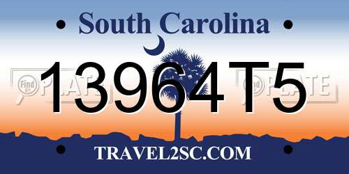13964T5 South Carolina License Plate