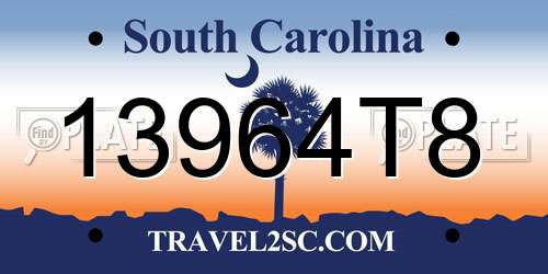 13964T8 South Carolina License Plate