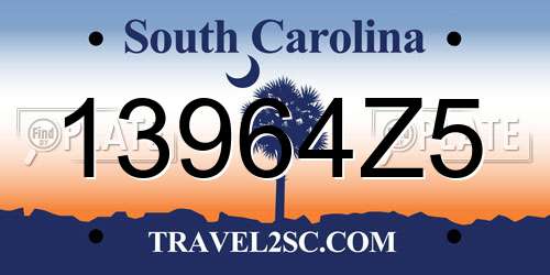 13964Z5 South Carolina License Plate