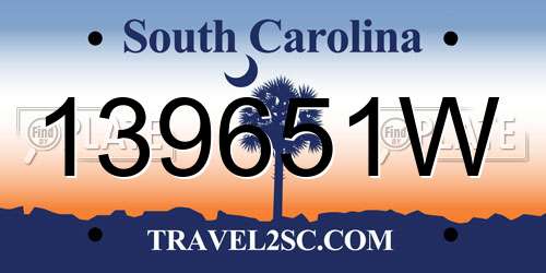139651W South Carolina License Plate