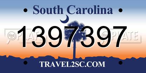 1397397 South Carolina License Plate
