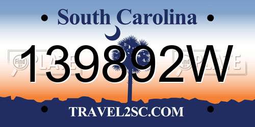 139892W South Carolina License Plate
