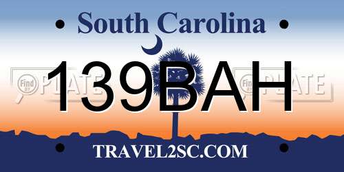139BAH South Carolina License Plate