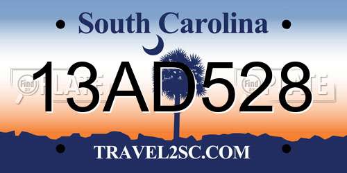 13AD528 South Carolina License Plate