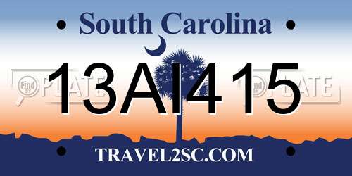 13AI415 South Carolina License Plate